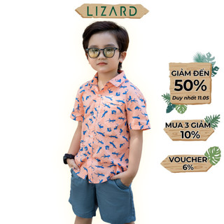 Áo sơ mi tay ngắn bé trai Lizard cotton họa tiết động vật - 4SP23T121