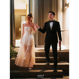 Váy trắng - đen Lane Jt Hyacinth Tiered Ruffle Midi dress! Chính hãng 100%. 1990K