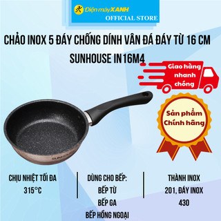 Chảo inox 5 đáy chống dính 16cm Sunhouse IN16M4