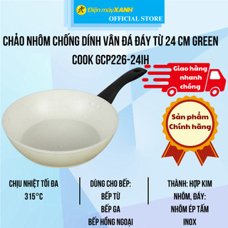 Chảo nhôm chống dính vân đá đáy từ 24 cm green cook gcp226-24ih