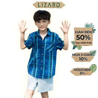 Áo sơ mi tay ngắn bé trai Lizard cotton họa tiết -4SP23T122