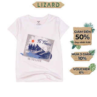 Áo thun bé gái Lizard cotton họa tiết núi - H12