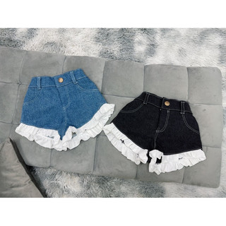 Quần đùi jeans phối bèo trắng cho bé gái
