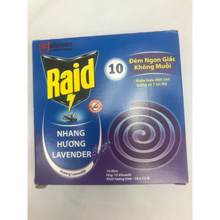 1 hộp nhang muỗi RAID gồm 10 khoanh, hương lavender