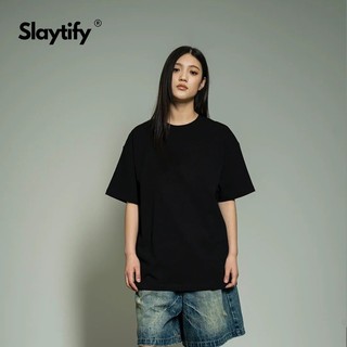 Áo thun nữ trơn SLAYTIFY oversize form rộng vải cotton 2c dày dặn thoáng khí cho mùa hè A01