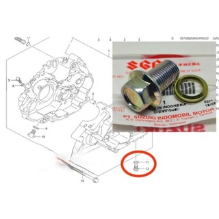 Ốc xả nhớt kèm long đèn Satria fi 150, Satria fu 150, GSX 150, Axelo 125