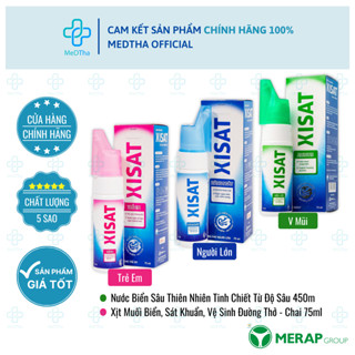 Nước Biển Sâu Xịt Mũi Xisat - Xịt Muối Biển, Sát Khuẩn, Vệ Sinh Đường Hô Hấp (Chai 75ml)
