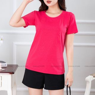 Áo thun trơn nữ nhiều màu, chất Cotton 100% mềm mịn, thoáng mát, co giãn 4 chiều, có bigsize