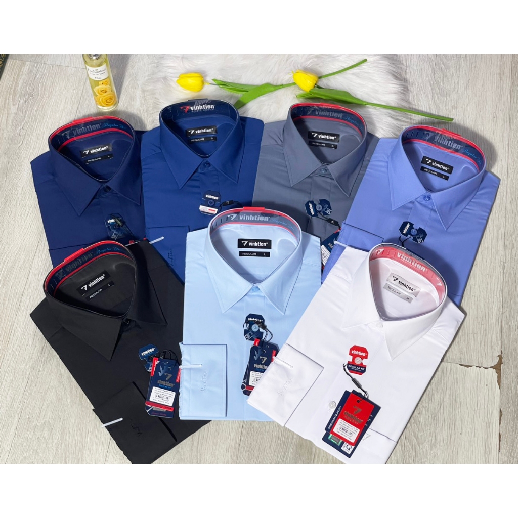 Áo Sơ Mi Nam Dài Tay Dáng Regular Vĩnh Tiến Trơn Gtb 360