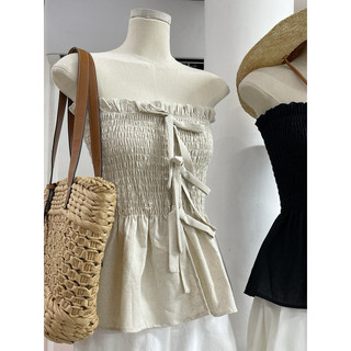 Áo Cúp Ngực Linen Đính Nơ