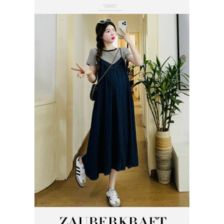 Set yếm bầu denim công sở trẻ trung