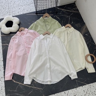 A210 - áo sơ mi lai bầu màu pastel xẻ lưng freesize dưới 58kg women nữ