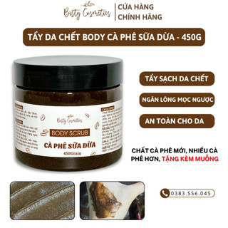 Tẩy tế bào chết body cà phê sữa dừa 450g ,tẩy da chết cà phê làm sáng da, mịn màng