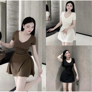 Váy body xoè cổ tim dáng ngắn kèm quần tôn dáng cực đẹp, cực xinh, Sang Chảnh Trẻ Trung