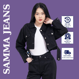 Áo khoác nữ màu đen JK6 áo khoác nữ cao cấp phong cách hàn quốc chất jean denim thương hiệu Samma jeans