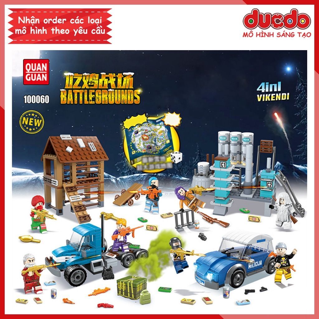 Lắp ɡhép PUBG huyết chiến map tuyết Vikendi - Đồ chơi Xếp hình Mô hình Mini Minifigures Army lính Qu