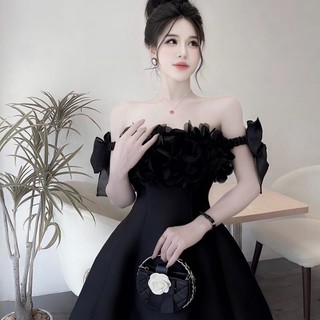 Váy tapta rớt vai phối nơ