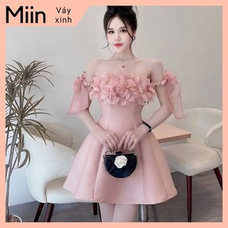 Váy tapta rớt vai phối nơ