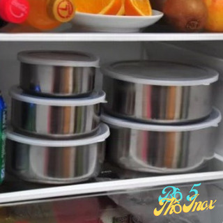 Bộ 5 thố inox bảo quản thức ăn tiện dụng, 5 thố inox đựng thực phẩm bảo quản tủ mát