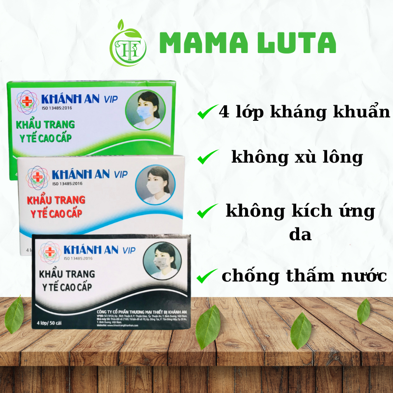 Khẩu trang y tế 4 lớp kháng khuẩn cao cấp Hộp 50 cái Khánh An