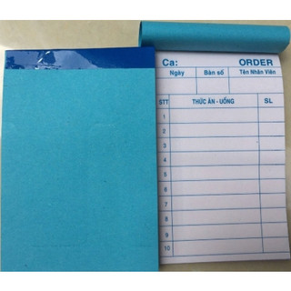 Giấy oder, giấy cùi xé 2 liên, Combo 100 cuốn order 2 liên 7x10, giấy ghi order