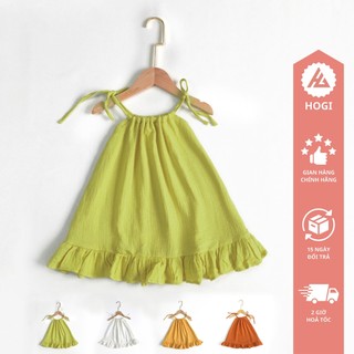 Váy 2 dây bé gái, váy hè cho bé gái chân xoè, giúm cổ, dây buộc vai, 4 màu cực xinh cho bé gái - Hogi clothing HG23