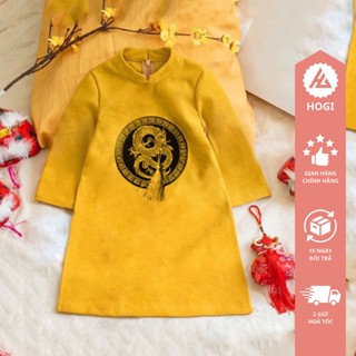 Áo dài bé trai cách tân thêu rồng tròn, áo dài trẻ em, áo dài tết đủ size cho bé - Hogi clothing