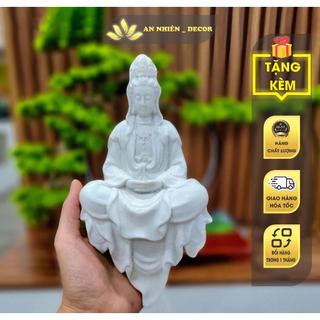 Tượng mẹ quan âm 25cm - chất liệu bột đá, trang trí tiểu cảnh, gỗ lũa