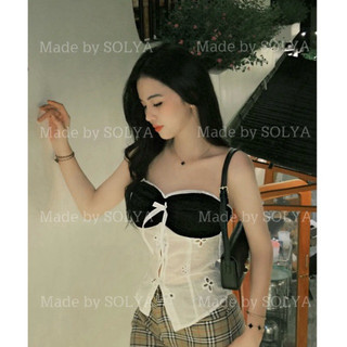 “𝐀𝐍𝐍𝐈𝐄 𝐓𝐎𝐏” Áo croptop cup ngực cài nút (ảnh thật shop chụp)