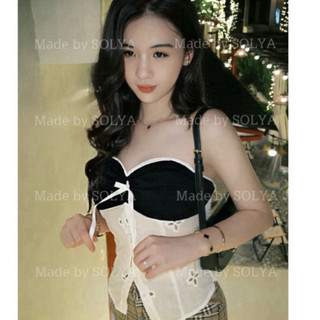 “𝐀𝐍𝐍𝐈𝐄 𝐓𝐎𝐏” Áo croptop cup ngực cài nút (ảnh thật shop chụp)