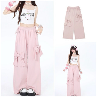 Quần ống rộng túi hộp đính nơ dập ly, quần ống suông nữ đũi nhăn