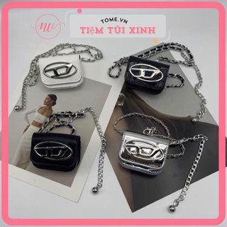 Túi Đeo Hông Mini In Chữ D Phối Dây Đeo Sợi Xích Phong Cách Thời Trang Mới