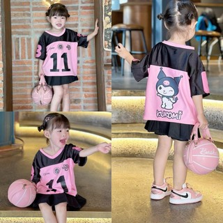 Áo thun cổ tim cho bé hình kuromi, áo thun trẻ em chất tráng bạc siêu mát Babimama ABG02