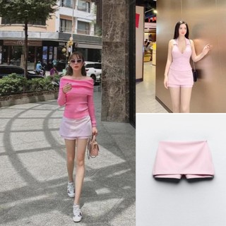 Chân váy quần váy umi hồng nhạt Zara xuất C058