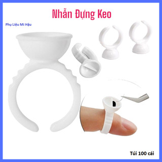 Nhẫn Đổ Keo 2 Ngăn_1 Bịch 100 Nhẫn Để Keo Nối Mi_Nhẫn Đựng Keo 2 Ngăn_Nút Đựng Keo_Nhẫn Đựng Mực Phun Xăm_Dụng Cụ Nối Mi