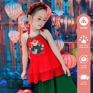 Váy yếm bé gái trung thu in hình kèm chân váy, yếm trung thu bé gái, áo trung thu trẻ em - Hogi Clothing