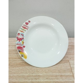 Dĩa sứ sâu lòng hoa văn 20cm, dĩa súp trắng 20cm