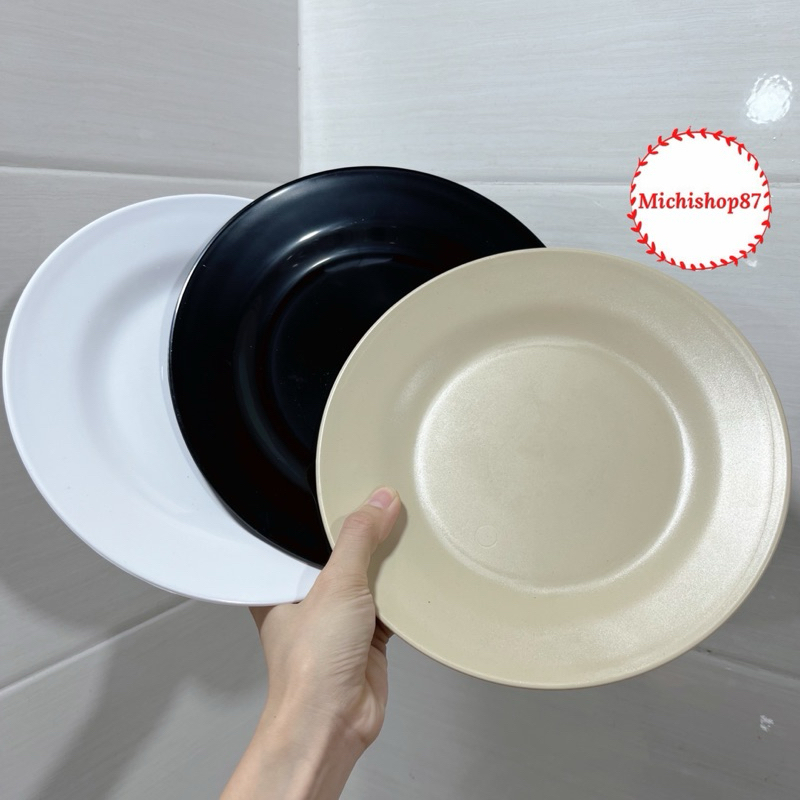 Đĩa nhựa phíp tròn 4 size chịu nhiệt tốt, Đĩa tròn nhựa trắng đựng hoa quả, đồ ăn loại đẹp