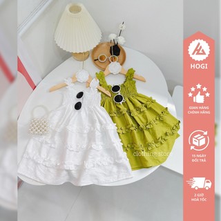 Váy bé gái mùa hè dáng maxi nhún bèo sang chảnh chất liệu đũi mát 2 màu - Hogi Clothing