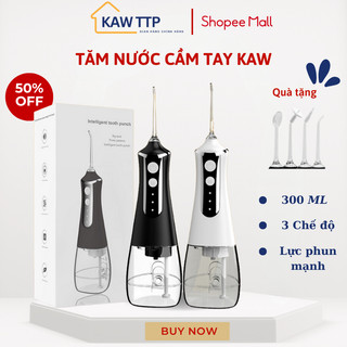 Tăm nước cầm tay KAW 300ml, dễ dàng vệ sinh răng miệng, làm sạch sâu Kèm 5 Đầu Xịt Đa Năng