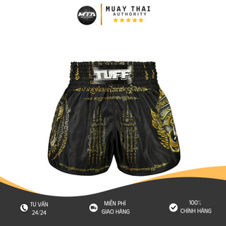 Quần tuff high-cut retro style “yaksa yantra” - muay thai boxing shorts đen vàng
