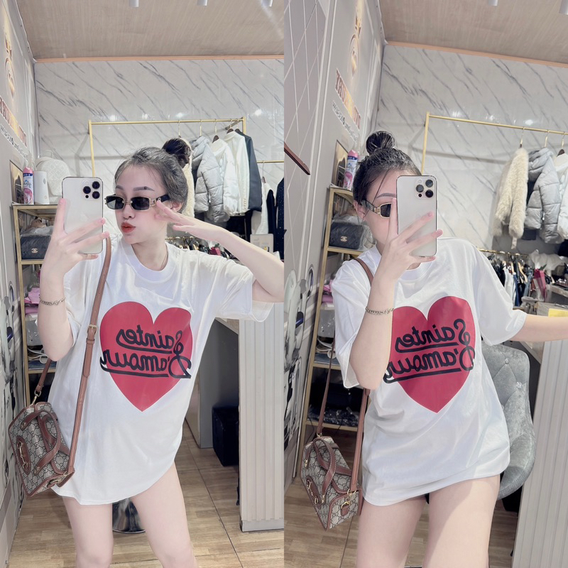 [Hàng chuẩn] Áo phông san tin tim đỏ sc