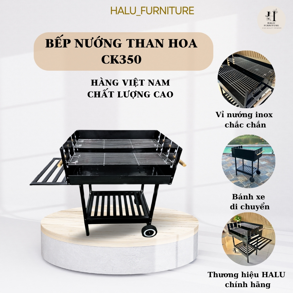 Bếp nướng than hoa ngoài trời HALU cho gia đình đi picnic, dã ngoại, nướng thịt BBQ có bảo hành