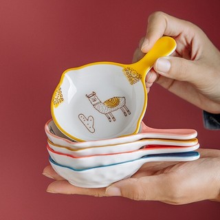 Chén bát ăn dặm gốm sứ hình chảo tròn nhiều họa tiết_bát decor,chén ăn dặm cho bé 70ml