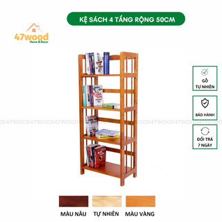 Kệ sách gỗ 4 tầng 50cm 47wood - Kệ gỗ đa năng 4 tầng rộng 50cm