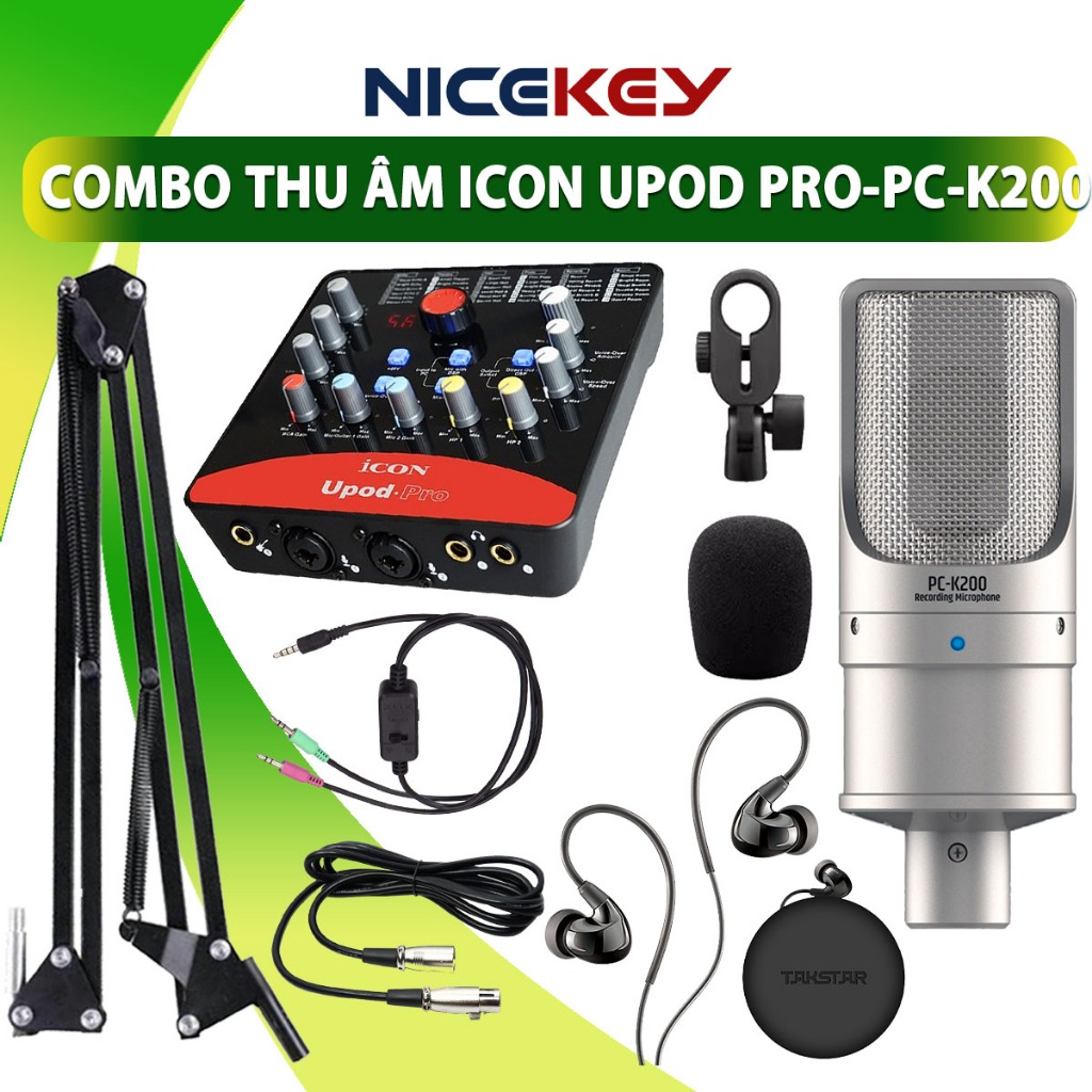 Combo Livestream Thu Âm TAKSTAR Mic PC K200, Soundcard Icon Upod Pro, Tai nghe TS2260 [BH 1 NĂM]