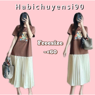 Váy babydoll nữ in hình bèo tầng , đầm babydoll cổ sen dây ngọc phối gấu bèo ren 3 tầng tiểu thư habichuyensi90