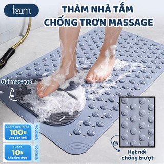 Thảm nhà tắm chống trơn trượt massage TOAM, Thảm phòng tắm thoát nước, Thảm mát xa chân chất liệu cao su + PVC