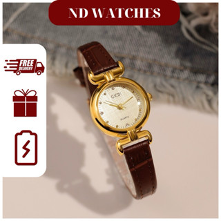   Có Sẵn  Đồng Hồ Nữ Dây Da Gedi Mặt Tròn Mặt Số Đính Đá Sang Trọng Đồng Hồ Đeo Tay Dây Da Đính Đá 