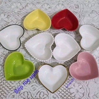 Bát tim sứ nhiều màu chén tim sứ đẹp 12cm bát tim hồng đỏ xanh vàng